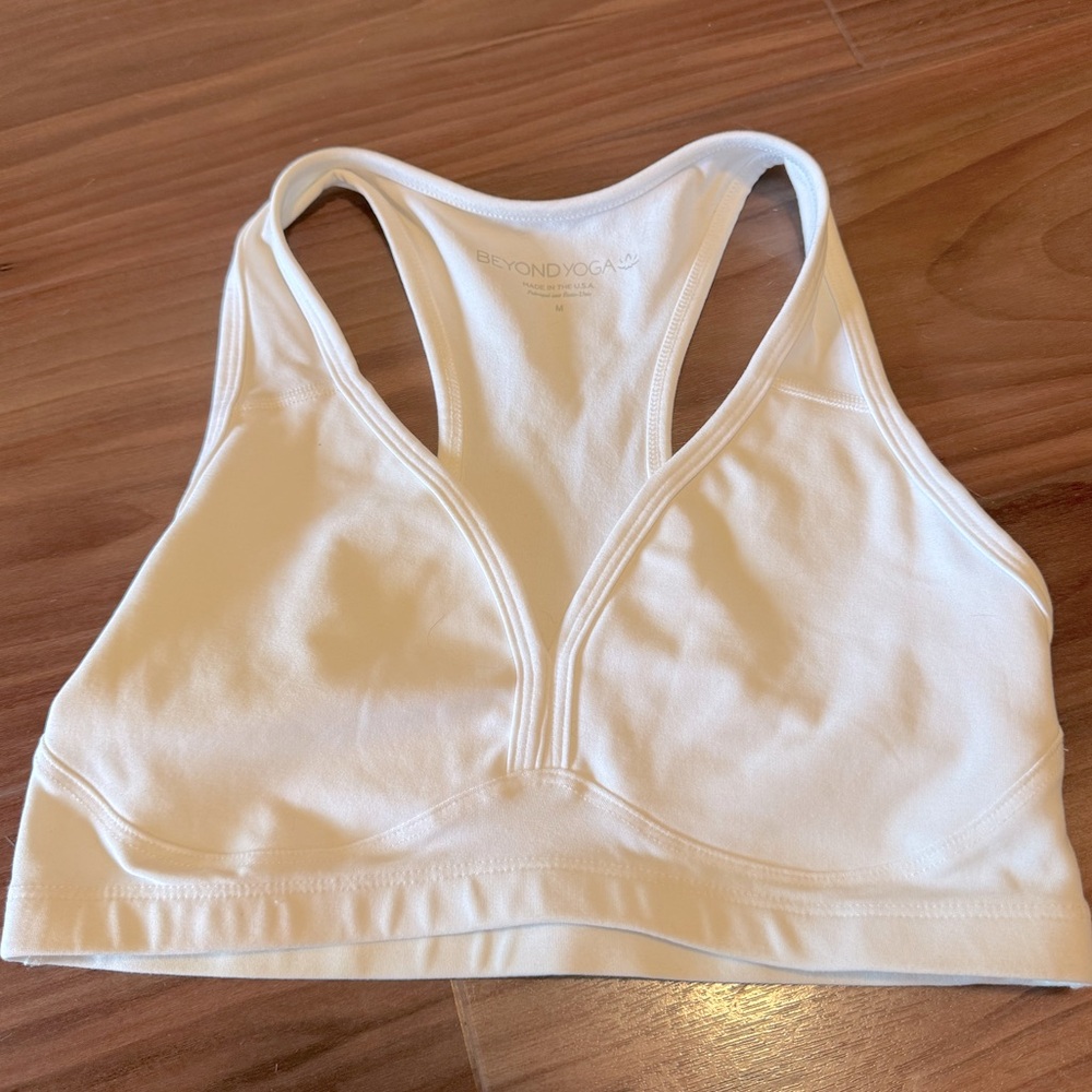 Beyond Yoga Spacedye Lift Your Spirits Sports Bra in White